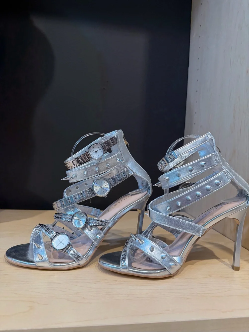 AZALEA WANG ROBINSON SILVER WATCH SHOE STILETTO SANDAL